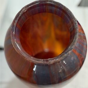 Acrylic Pour Painted Vase, Resin Finish, 11” Lava Streams